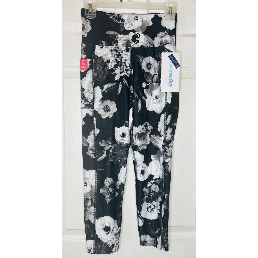 Marika Womens High Rise Mid-Calf Pocket Legging Floral Sz S Athletic Pant NWT